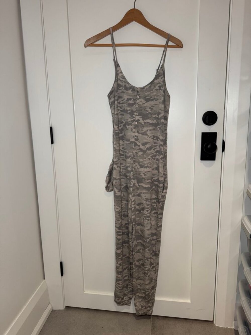 Honeydew Camo Print Spaghetti Strap Jumpsuit XS